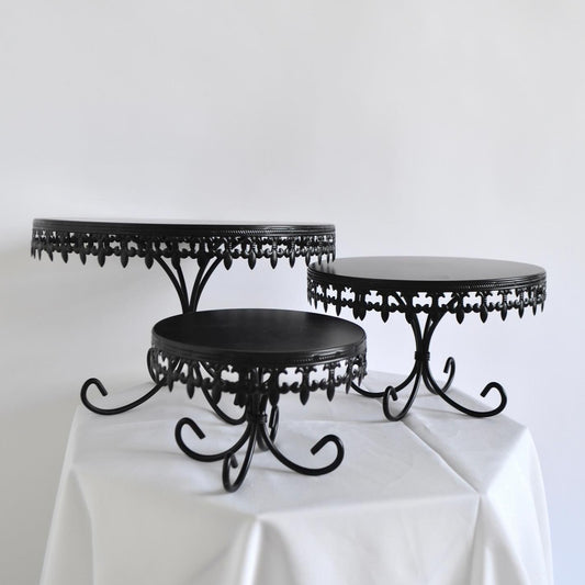 Black metal cake stand set