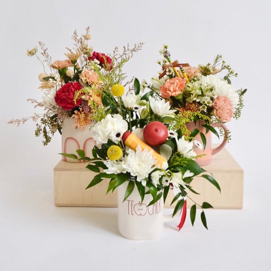 teacher appreciation mug arrangement