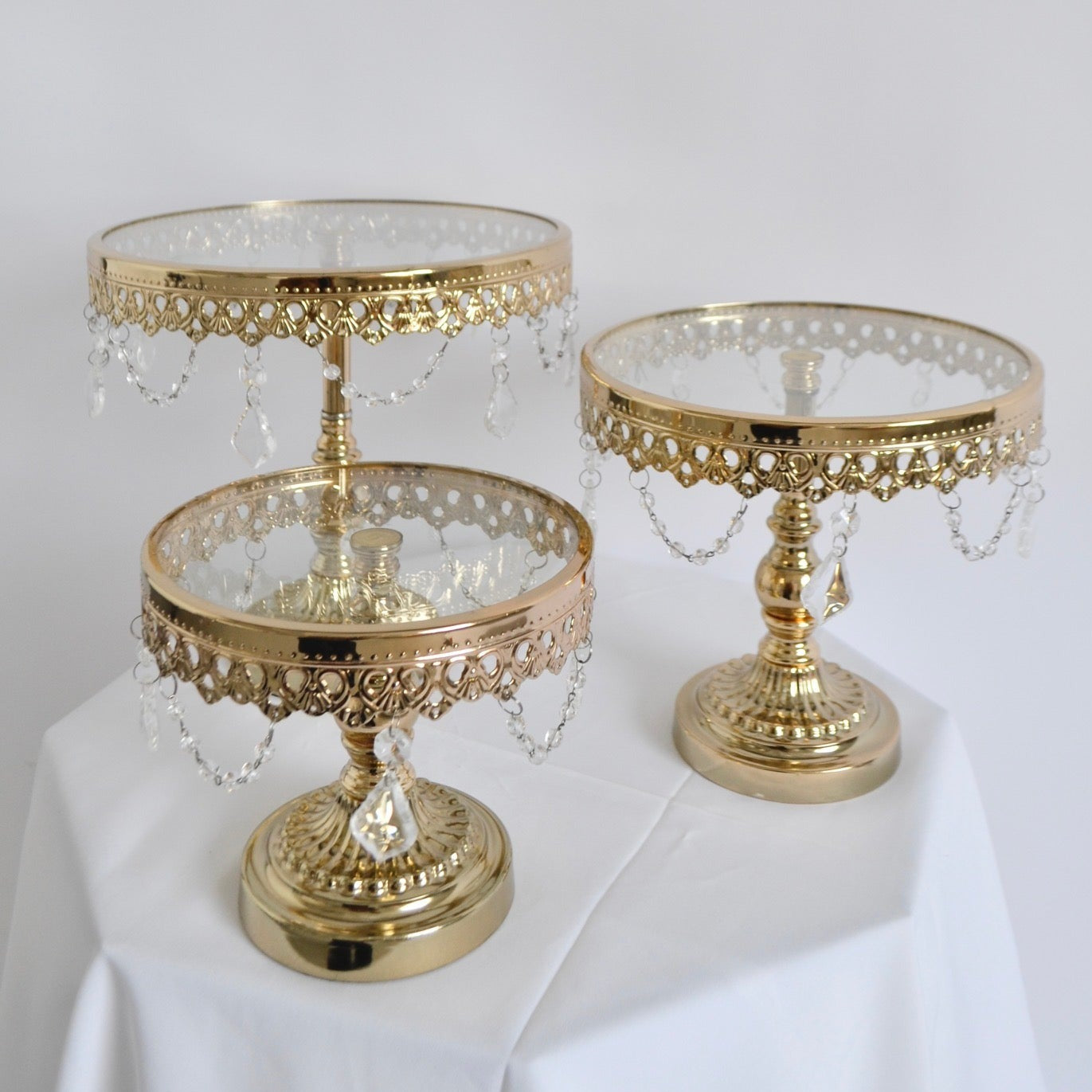 Gold + Glass cake stand set