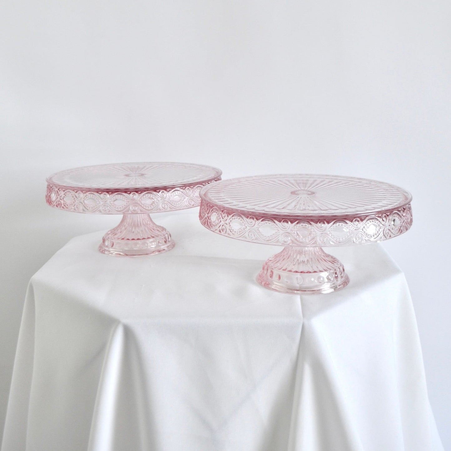 Pink glass cake stand