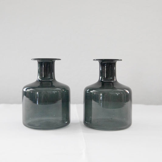 Black Glass Stemmed Vase
