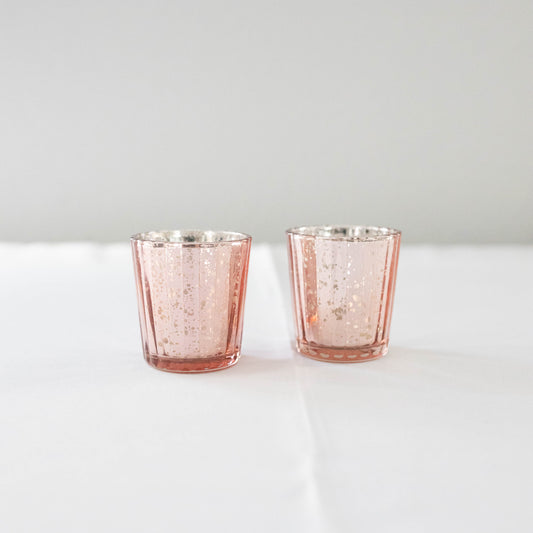 Rose Gold Glass Beveled Votive