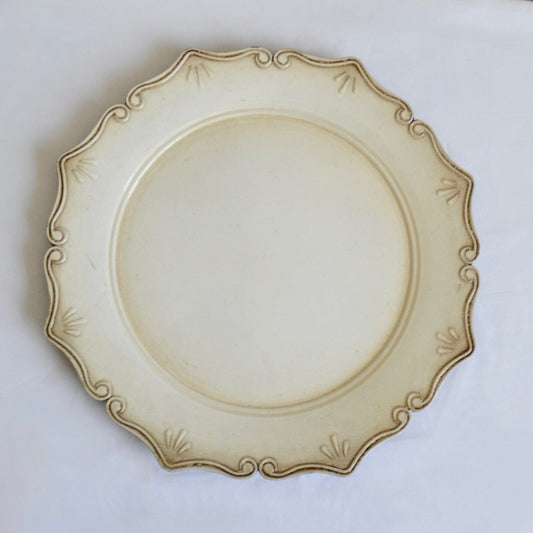 scalloped antique acrylic charger