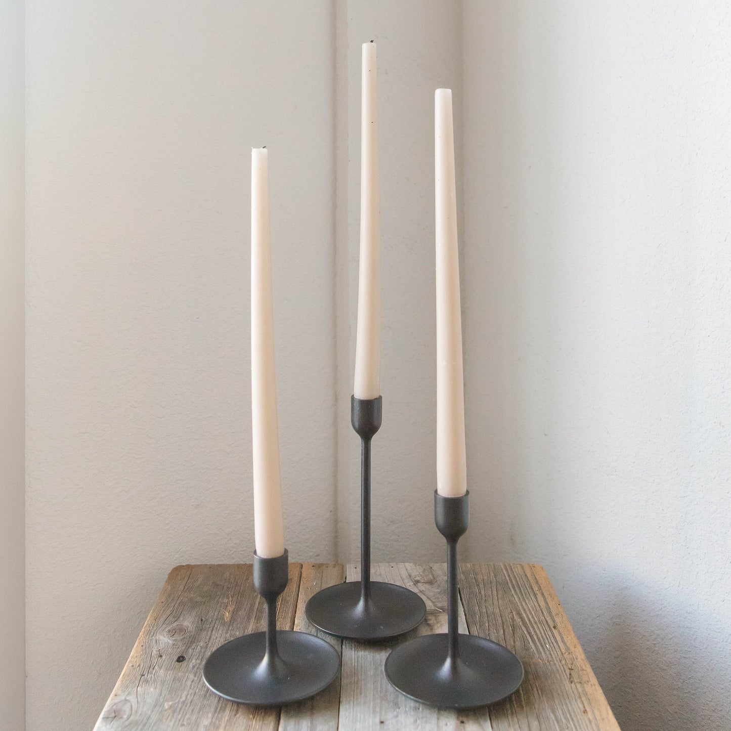 Black Metal Cupped Candle Holder Trio